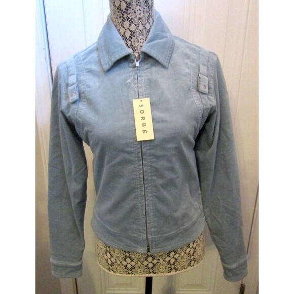 Nordstrom Sorbe’ Jacket NWT Blue Ice Full Zip Corduroy Coat Womens Size XS - Picture 1 of 9
